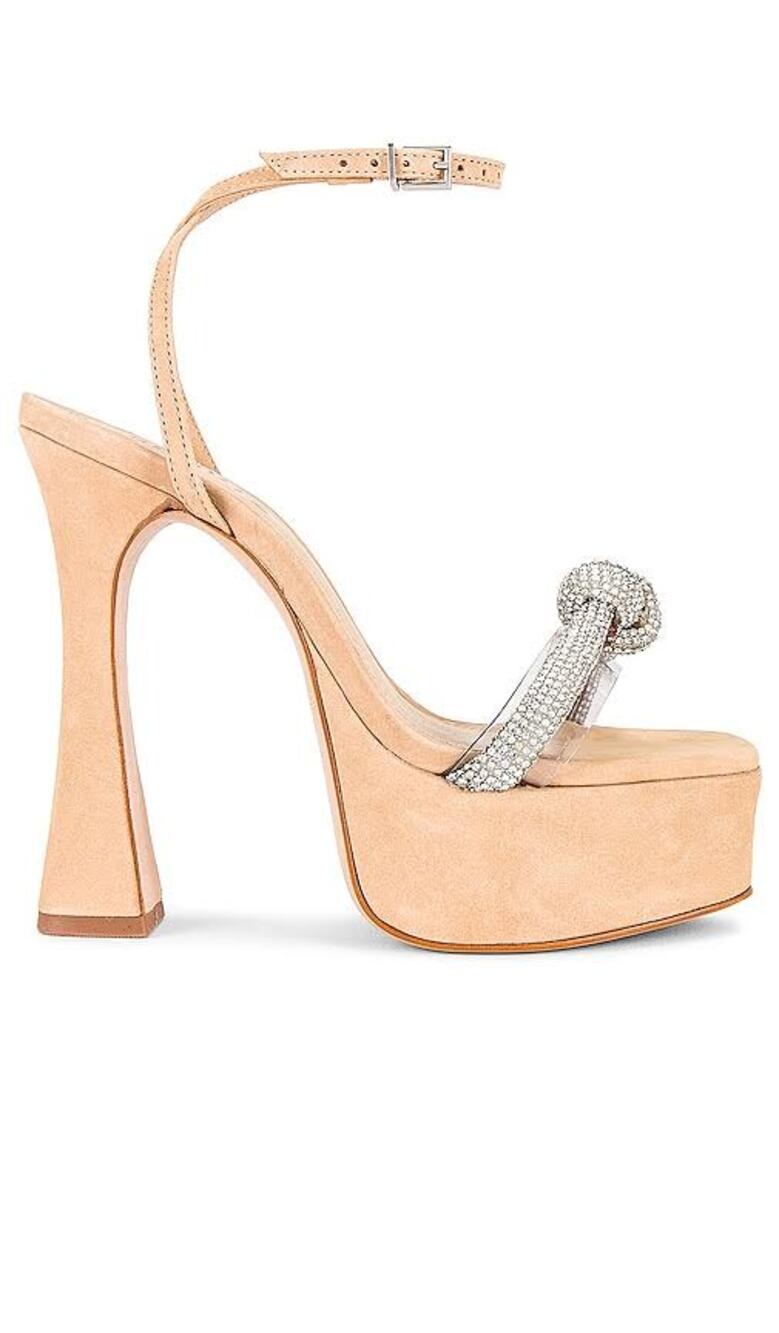 Schutz Women's Peaky Embellished Platform Heels Beige Size 9.5 B